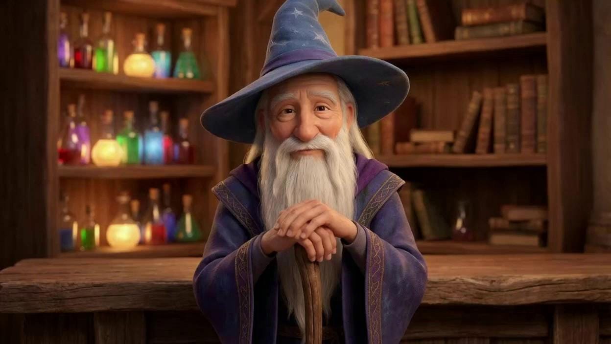 Portrait of Wise Fantasy Wizard Eldrin