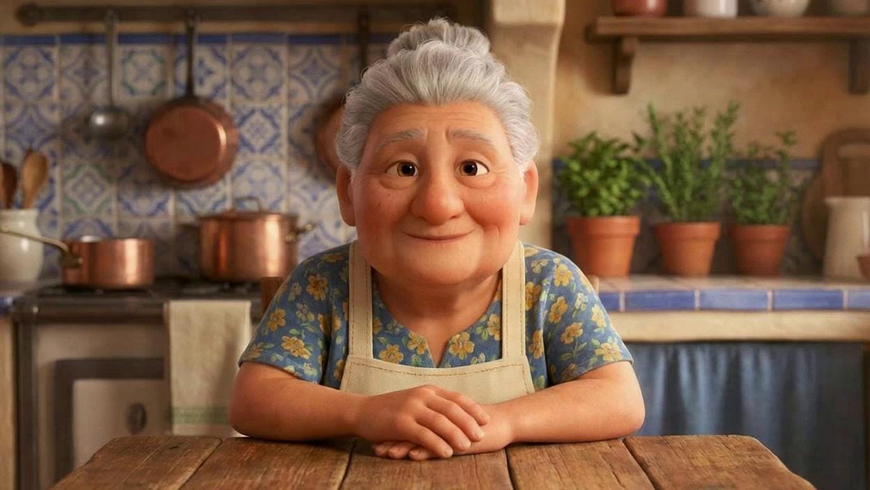 Portrait of Voice-Only Mediterranean Nonna