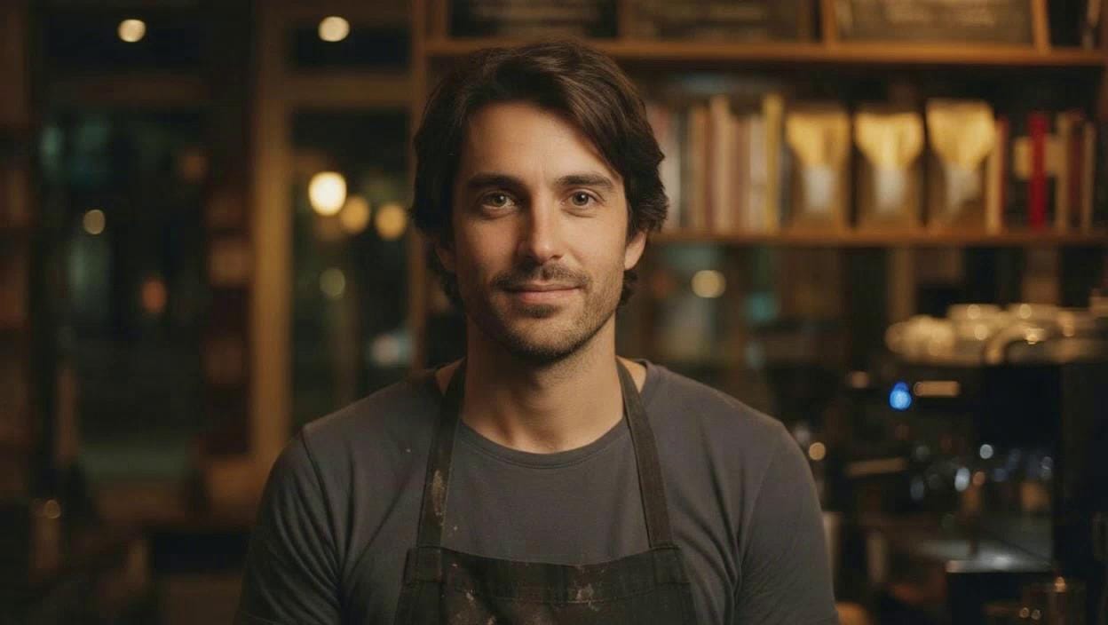 Portrait of Late-Night Philosopher Barista