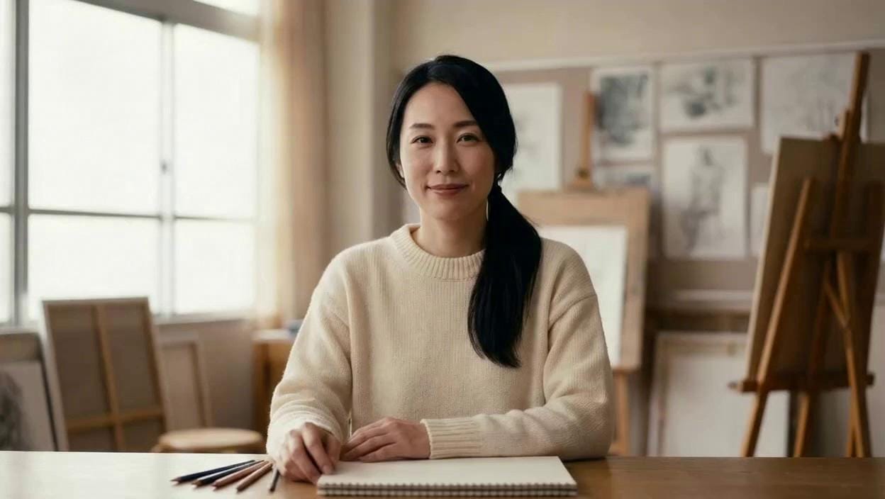 Portrait of Gentle Sketching Tutor