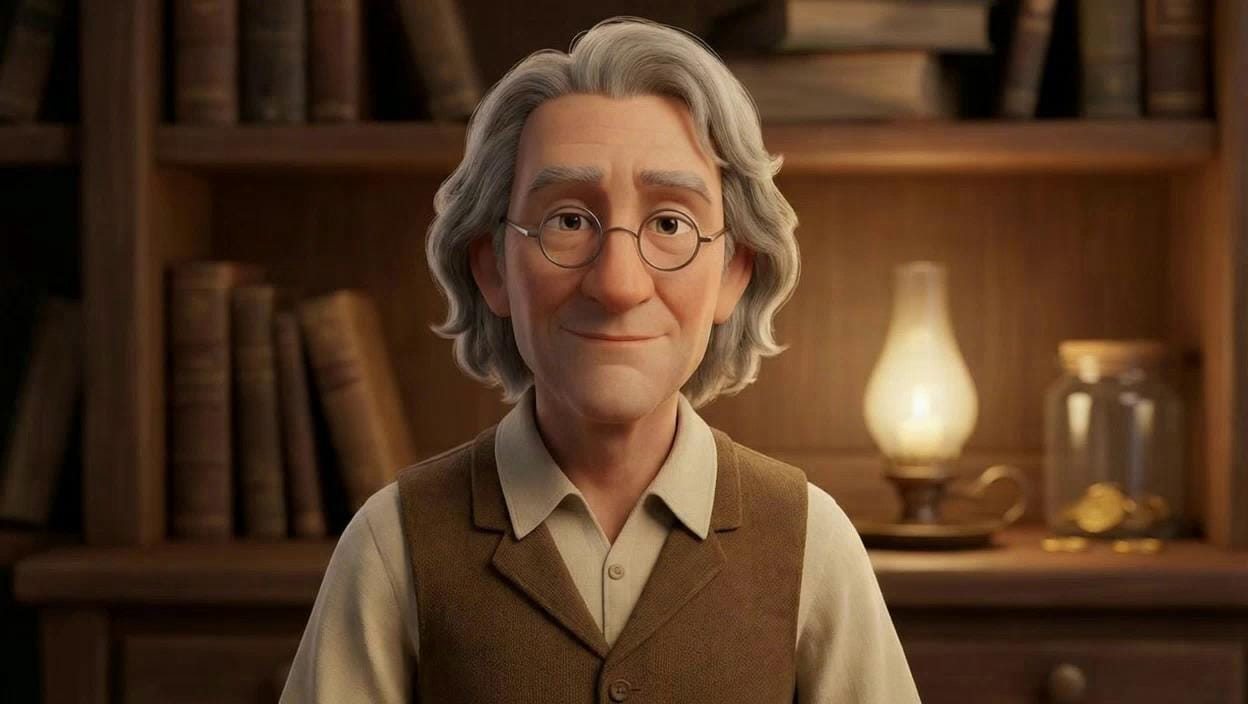 Portrait of Pixar-Frugality Sage Franklin