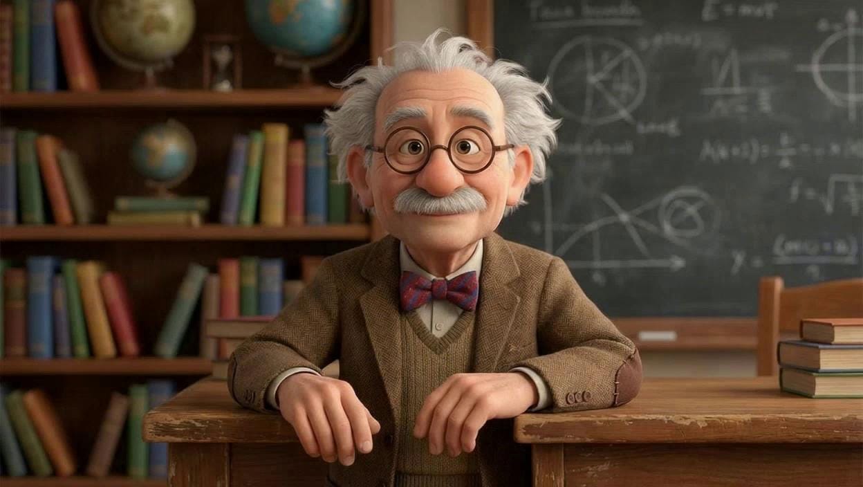 Portrait of Eccentric Puzzle Professor