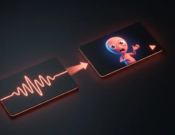 Illustration: an audio file turning into a talking video.